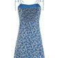 French holiday short blue 2025 new floral suspender dress R2654