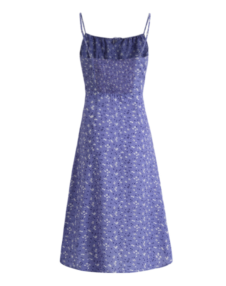 French long purple 2025 summer new temperament sling floral dress R2644