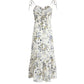 French holiday style long white 2025 new floral sling dress R2653