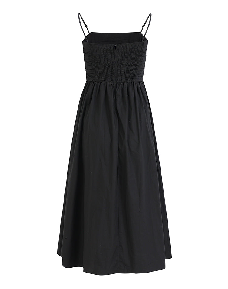 French holiday style long black 2025 new suspender temperament dress R2658