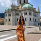 Island travel outfit holiday print dress bohemian beach dress R1562