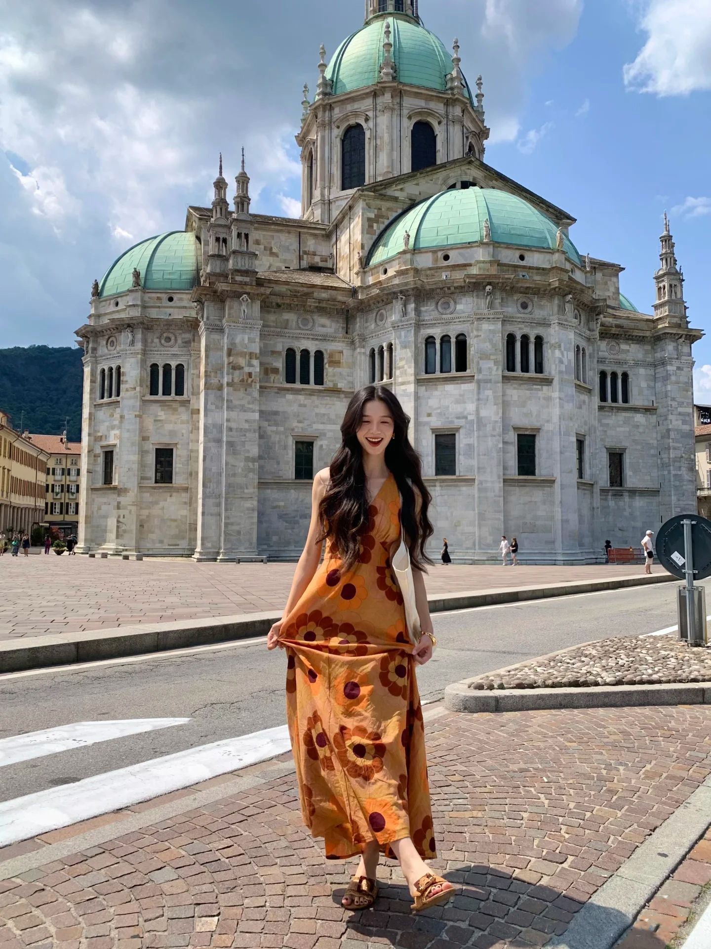 Island travel outfit holiday print dress bohemian beach dress R1562