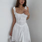 New French first love niche design short skirt gentle style white dress summer little white dress R3045