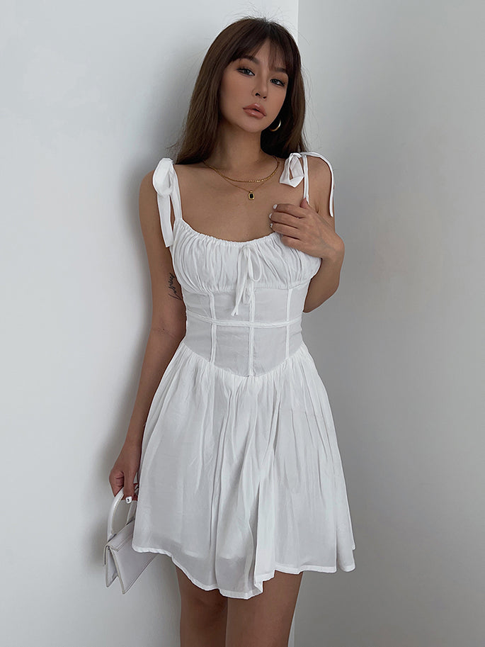 New French first love niche design short skirt gentle style white dress summer little white dress R3045