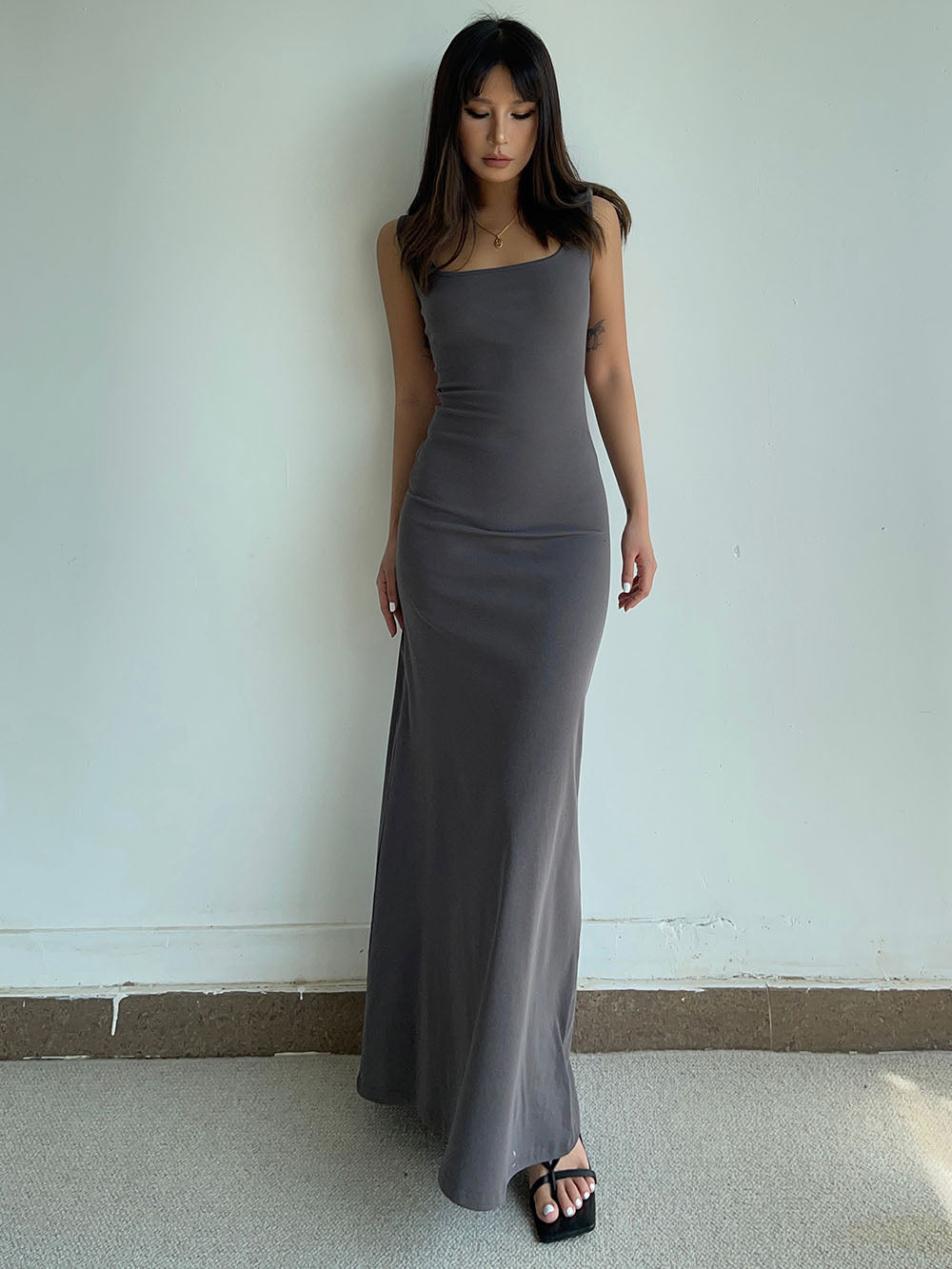 Temperament high-grade pure desire style suspender long skirt female summer new hip fishtail dress R3047