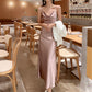 High-end acetate silk satin French suspender dress 2025 new style pink sway collar long dress R0989
