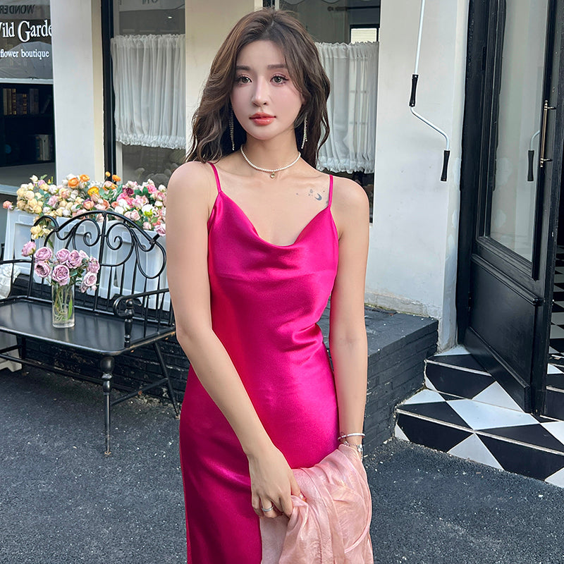 High-grade triacetate suspender dress exquisite dress lady temperament dress slim fit R0986