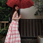 Pink plaid sleeveless dress beautiful age-reducing loose A-line vest dress R0585