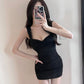 Sexy mesh pleated dress summer new style slim fit temperament hip sleeveless short skirt R3712