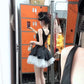 French black suspender dress retro temperament waist fluffy mesh dress R0885