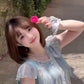 Gentle and sweet style blue floral dress beautiful loose A-line short skirt for petite R0651