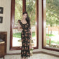 Temperament high-end retro floral dress super beautiful long skirt R0646