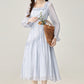 Gentle style irregular blue long-sleeved dress women's beautiful skirt R1978