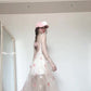Flower suspender dress gentle temperament beautiful waist A-line long skirt R0661