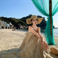 Retro printed suspender dress gentle temperament A-line long skirt R0660