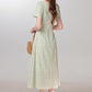 Summer fresh and sweet green plaid dress for women with waist-length dress R1964