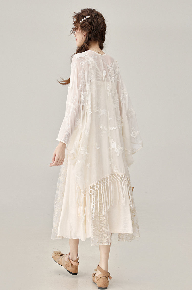 Beautiful and gentle apricot butterfly chiffon cardigan new versatile jacket R1967