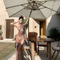 Beach dress for vacation, slim and sexy, backless, halter neck, high slit dress R1612
