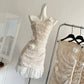 Exclusive handmade three-dimensional flower waist slimming hip dress R2045