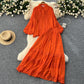High-grade hollow lace splicing lantern long-sleeved shirt + high-waisted slim-fitting skirt R2258