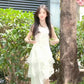 Irregular white suspender dress gentle temperament beautiful summer skirt R0756