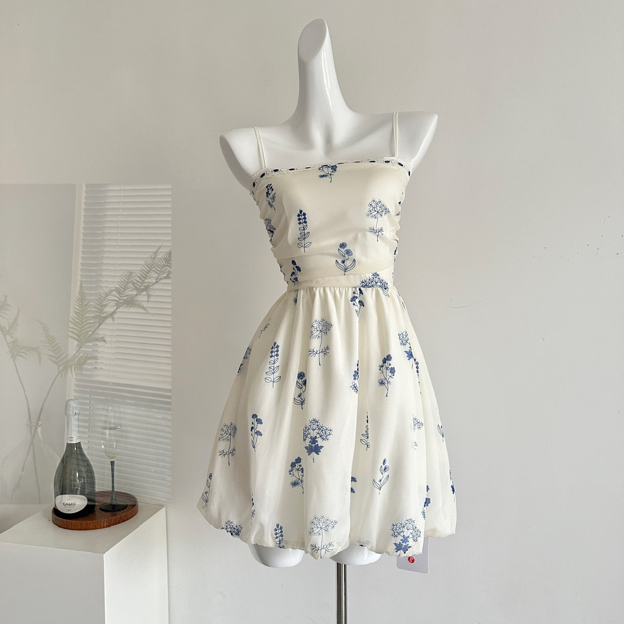 Sea salt French style floral dress, slim niche flower bud skirt R2066
