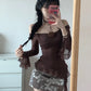 Large size French one-shoulder chic temperament slim fit top floral hip skirt two-piece set R1862