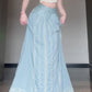 Gentle temperament white one-shoulder top a-line skirt two-piece set R0808