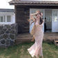 Pink floral suspender dress, beautiful waist, slim fit, hip fishtail skirt R0631