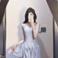 Blue suspender dress, one dress can be worn in many ways, waist-hugging temperament long dress R0529