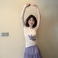 Elegant and gentle temperament one-shoulder long-sleeved top a-line skirt two-piece suit skirt R0875