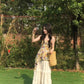 Casual lazy style gentle temperament floral camisole skirt two-piece set R0874