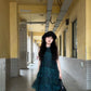 Forest style outfit retro green mesh sleeveless vest dress beautiful skirt R0738
