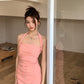 French halter dress slim fit temperament sleeveless suspenders pure desire hip skirt R1457