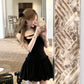 Flower bud vest little black dress waist slimming French Hepburn dress women's summer R3913