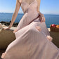 Pink flower suspender dress beautiful small skirt temperament long skirt R0521