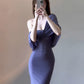 Show figure purple strapless tube top dress new sexy slim hip skirt R0518