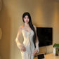 Gentle style temperament square neck dress shows figure sexy slim hip dress R0517