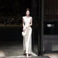 Temperament suspender dress lace patchwork waist slim banquet dress skirt R0519