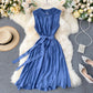 French niche dress 2025 new hollow quality round neck commuting sleeveless vest dress R2341