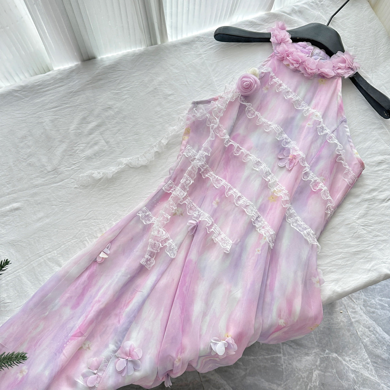 Purple long halter neck dress French retro summer slim fit temperament dress R2175