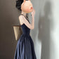 Black dress temperament high-end sleeveless halter neck waist long dress design backless dress R0438