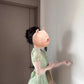 Summer atmosphere at the seaside, beautiful and gentle little skirt, green v-neck puff sleeve dress R0442