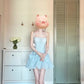 One dress for multiple wears, holiday style blue bow suspender dress, gentle temperament, beautiful long dress R0446