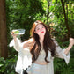 Beautiful and gentle temperament white shirt lace inner a-line skirt three-piece suit R0889