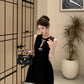 Temperament little black dress bow vest dress waist A-line small dress R0536