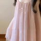 Gentle temperament pink mesh suspender dress high-grade loose A-line short skirt R0820