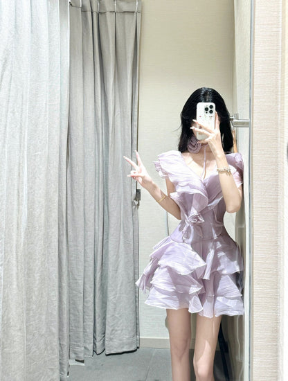 Pure skirt beautiful small skirt short skirt ruffle dress summer R0816