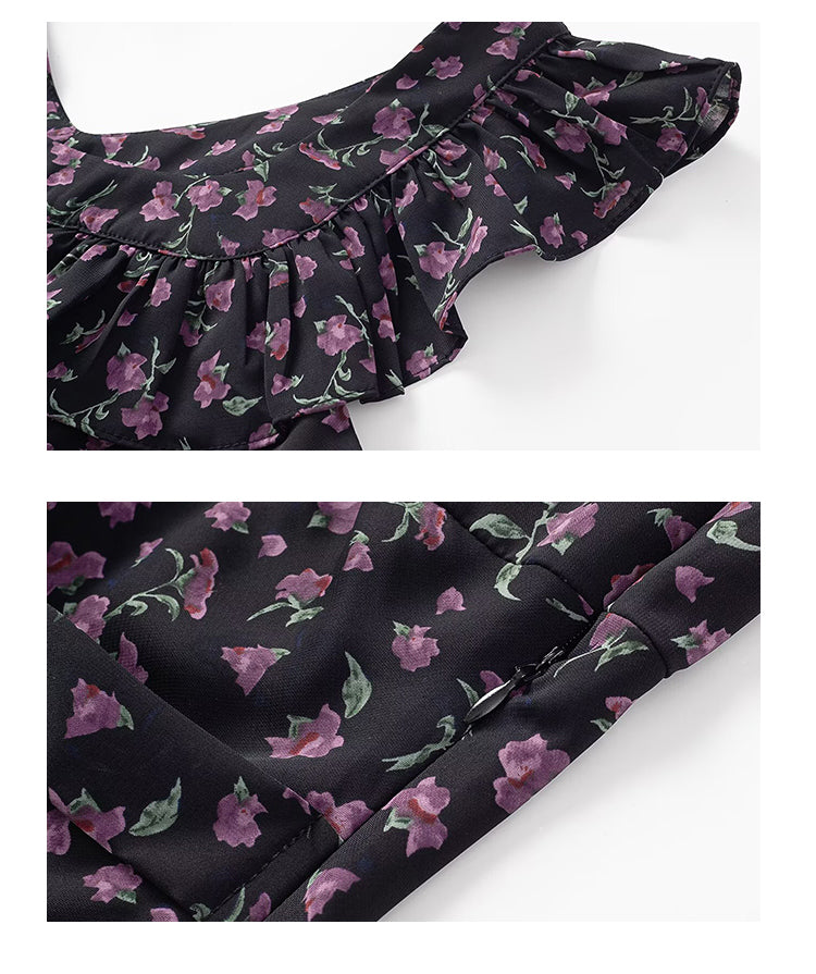 French tea break floral dress 2025 new waist temperament long dress R2580