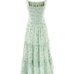 French green floral sling dress 2025 new holiday temperament cake dress R2582
